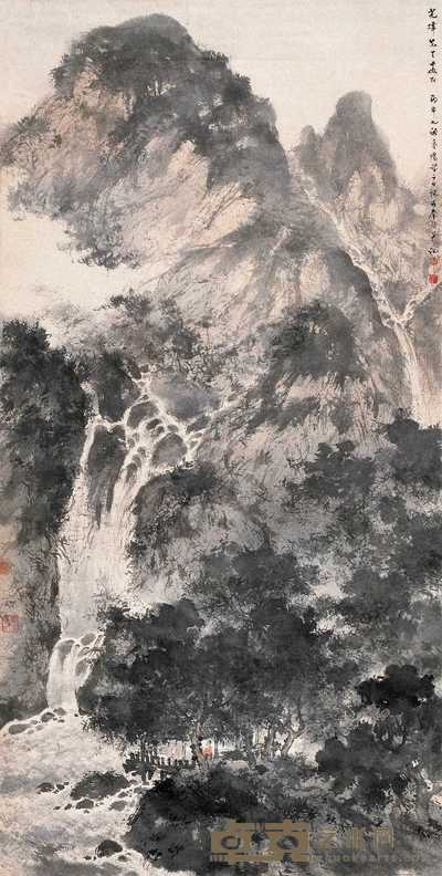 傅抱石 1956年作 清音雅集图 立轴 126×63.5cm